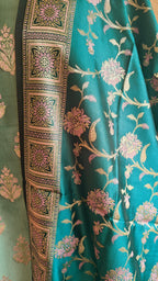 Ferozi Silk Suit with Meenakari