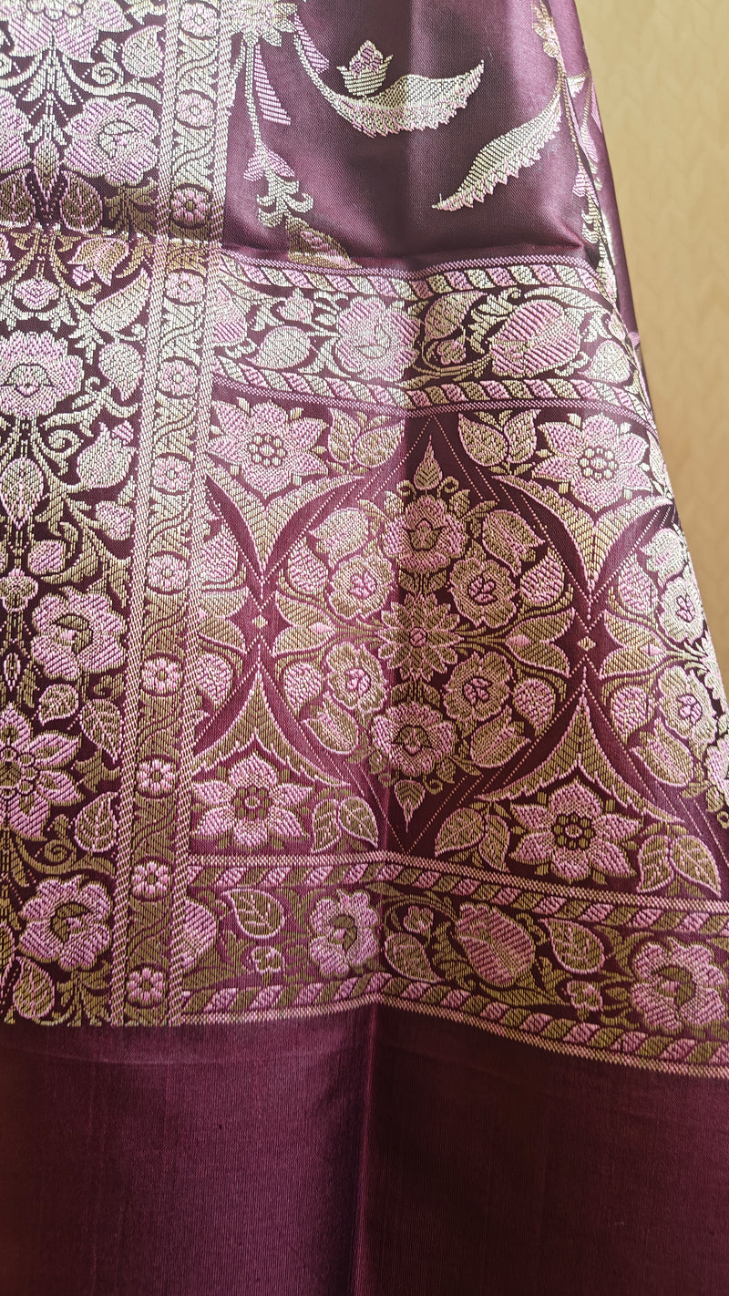Banarasi Olive Purple Silk Suit
