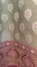 Banarasi Olive Purple Silk Suit