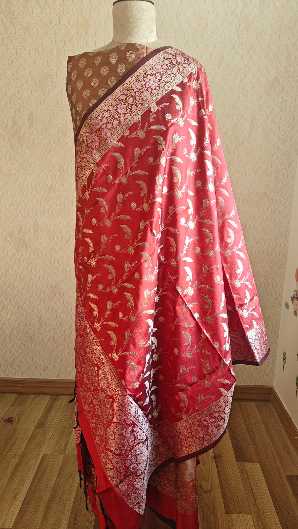 Banarasi Red Rust Silk Suit