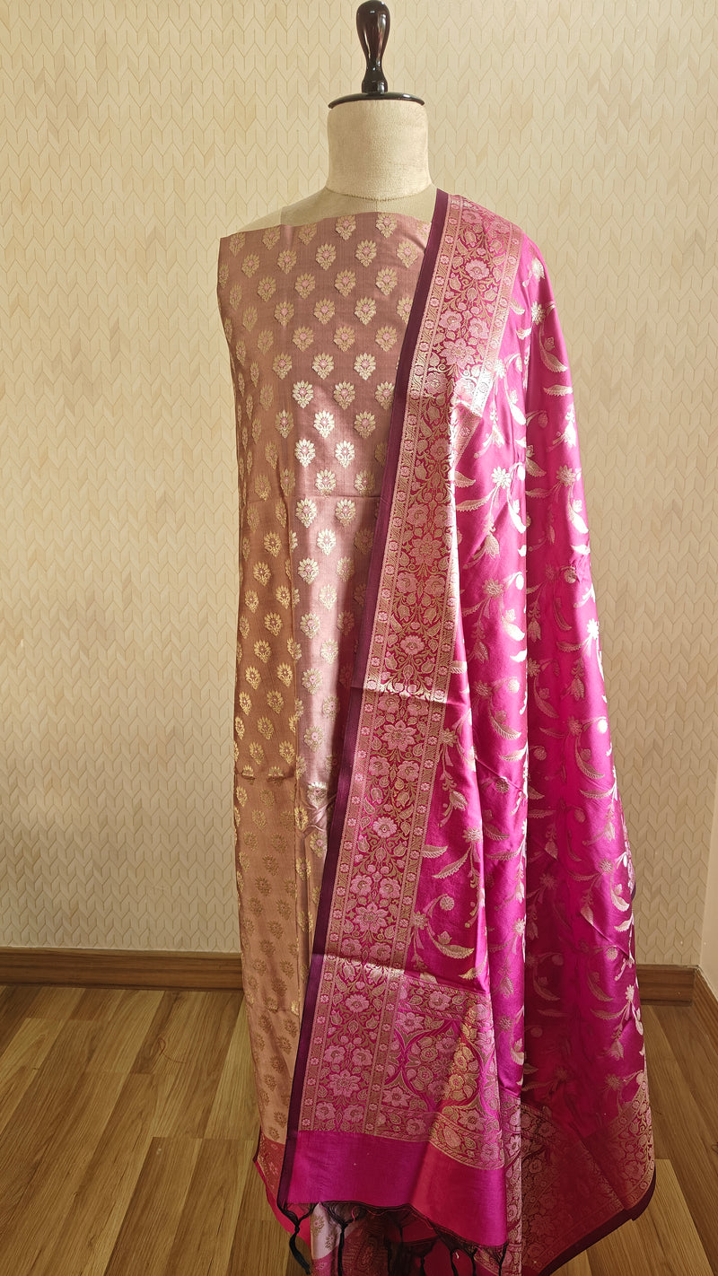 Banarasi Rust Pink Silk Suit