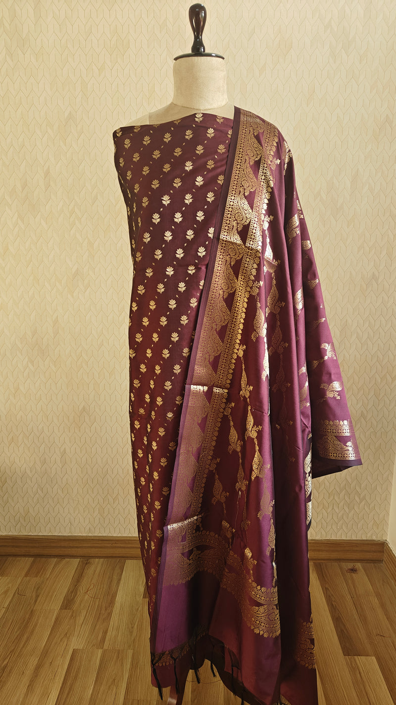 Maroon Katan Silk Suit