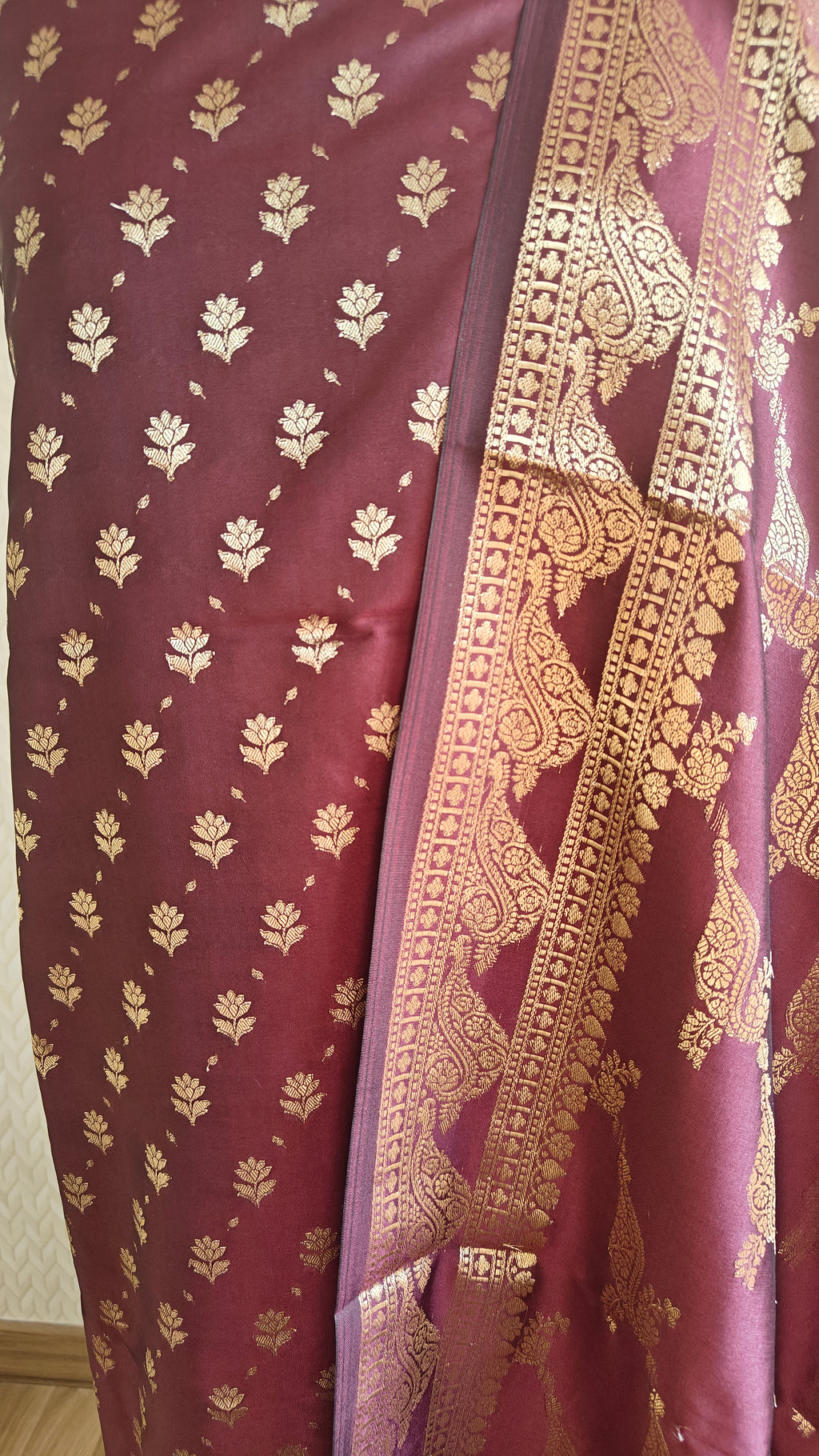 Maroon Katan Silk Suit