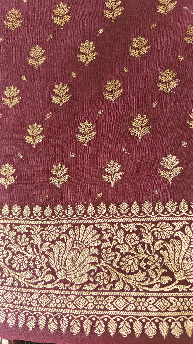 Maroon Katan Silk Suit