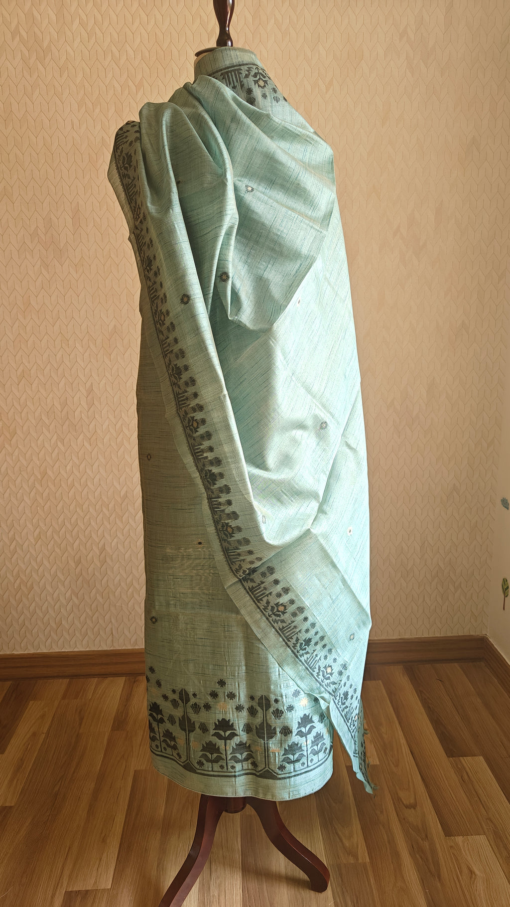 Dark Aqua Tussar Silk Suit