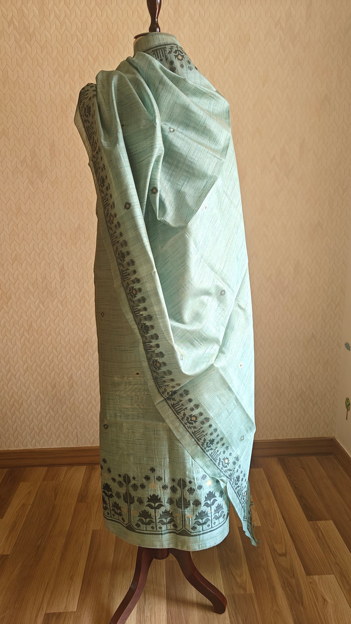 Dark Aqua Tussar Silk Suit