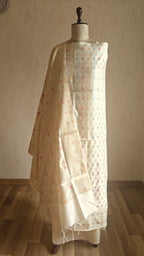 Mulmul Cotton White Booti Suit