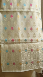 Mulmul Cotton White Booti Suit