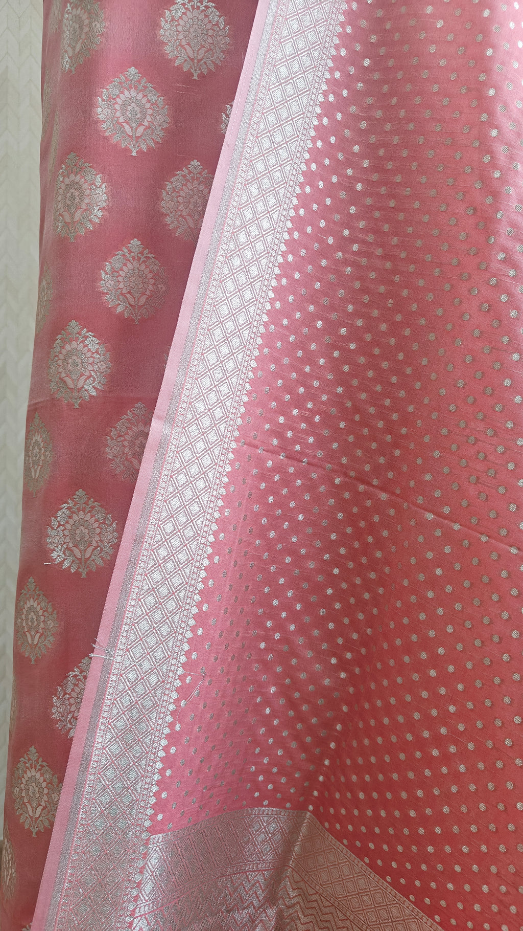 Coral Zari Silk Suit