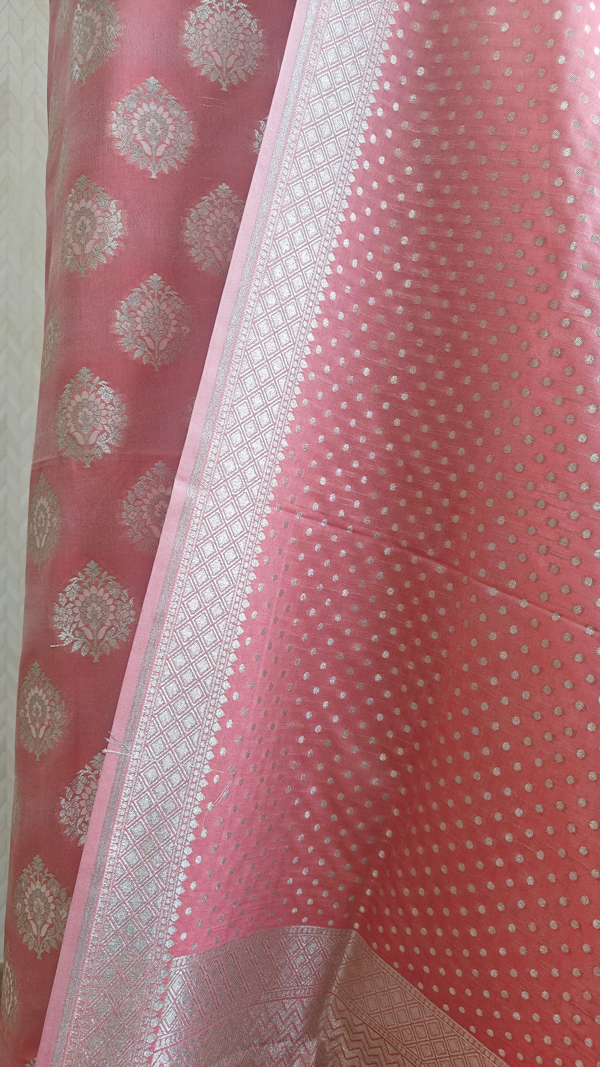 Coral Zari Silk Suit