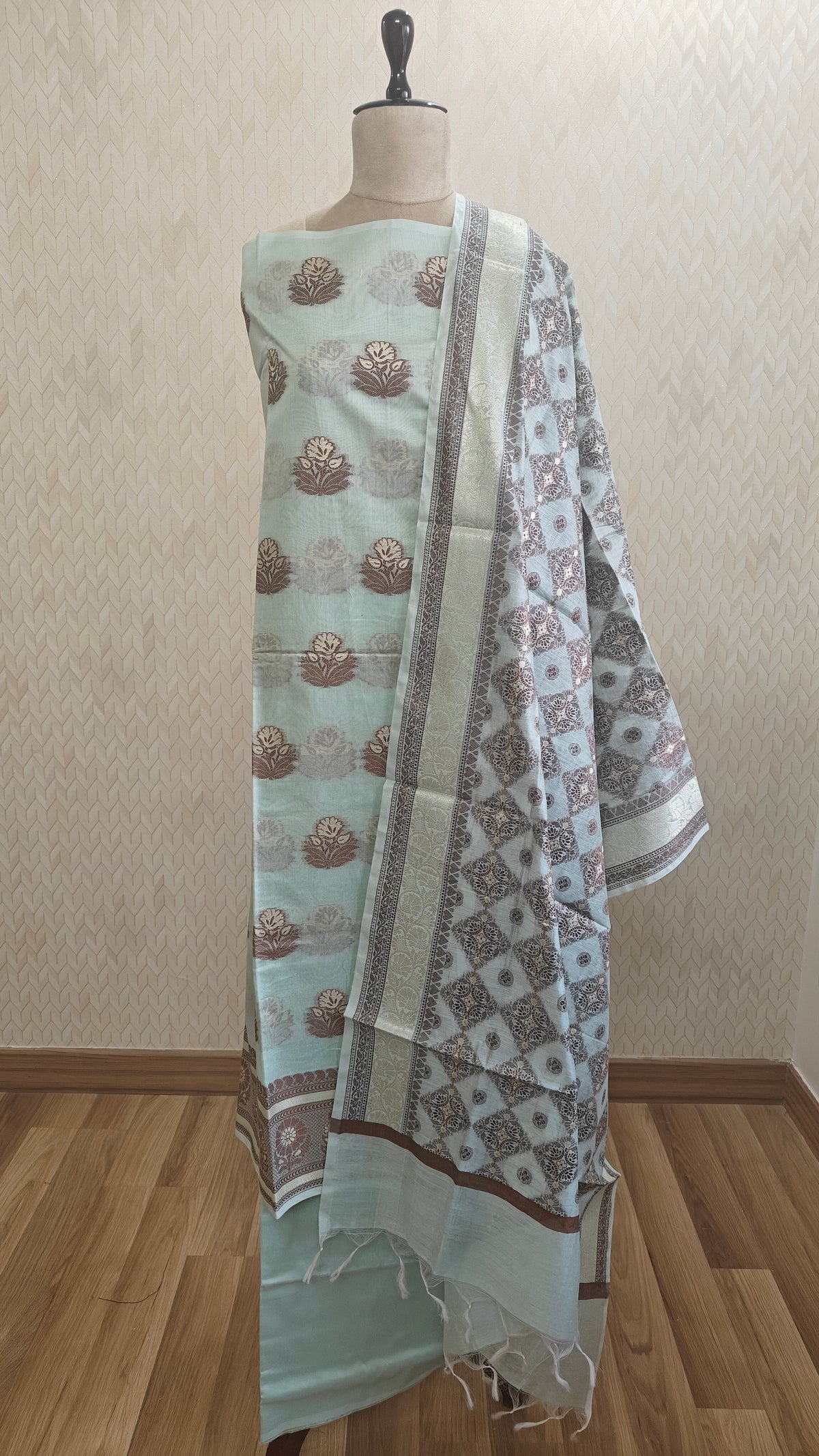 Aqua Blue Cotton Suit
