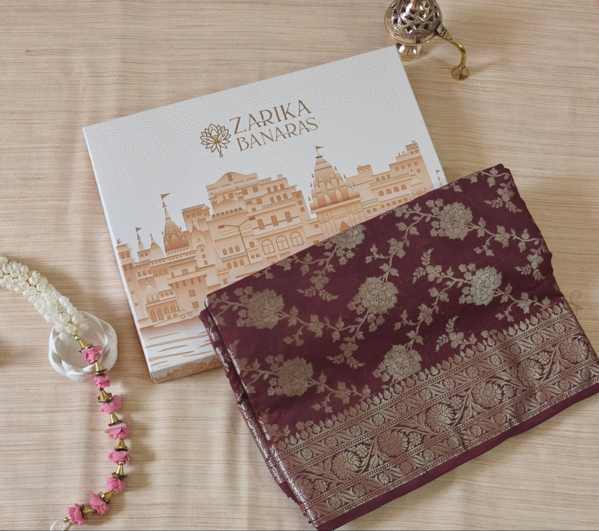 Wine Georgette Banarasi Weave