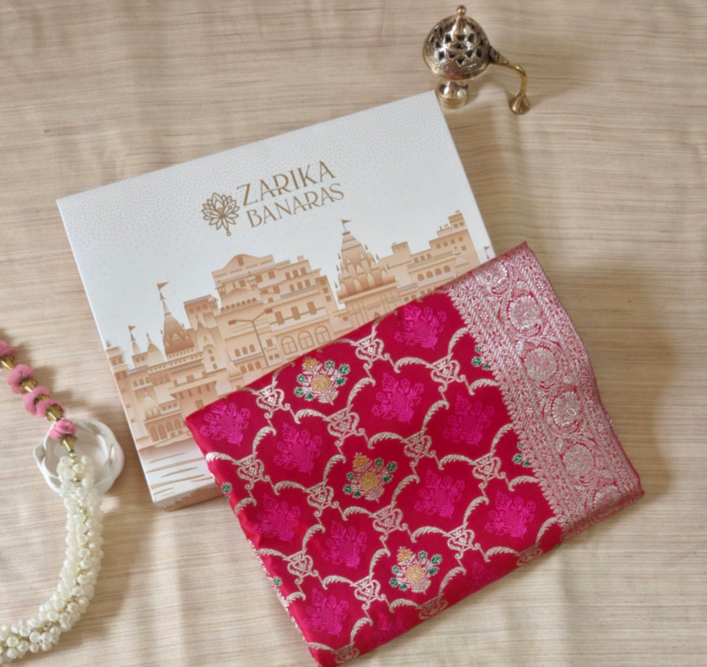 Pink Katan Tanchoi Silk Saree