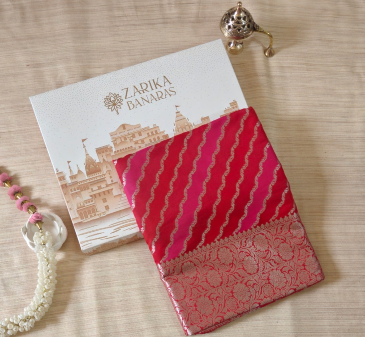 Pink Leheriya Silk Saree