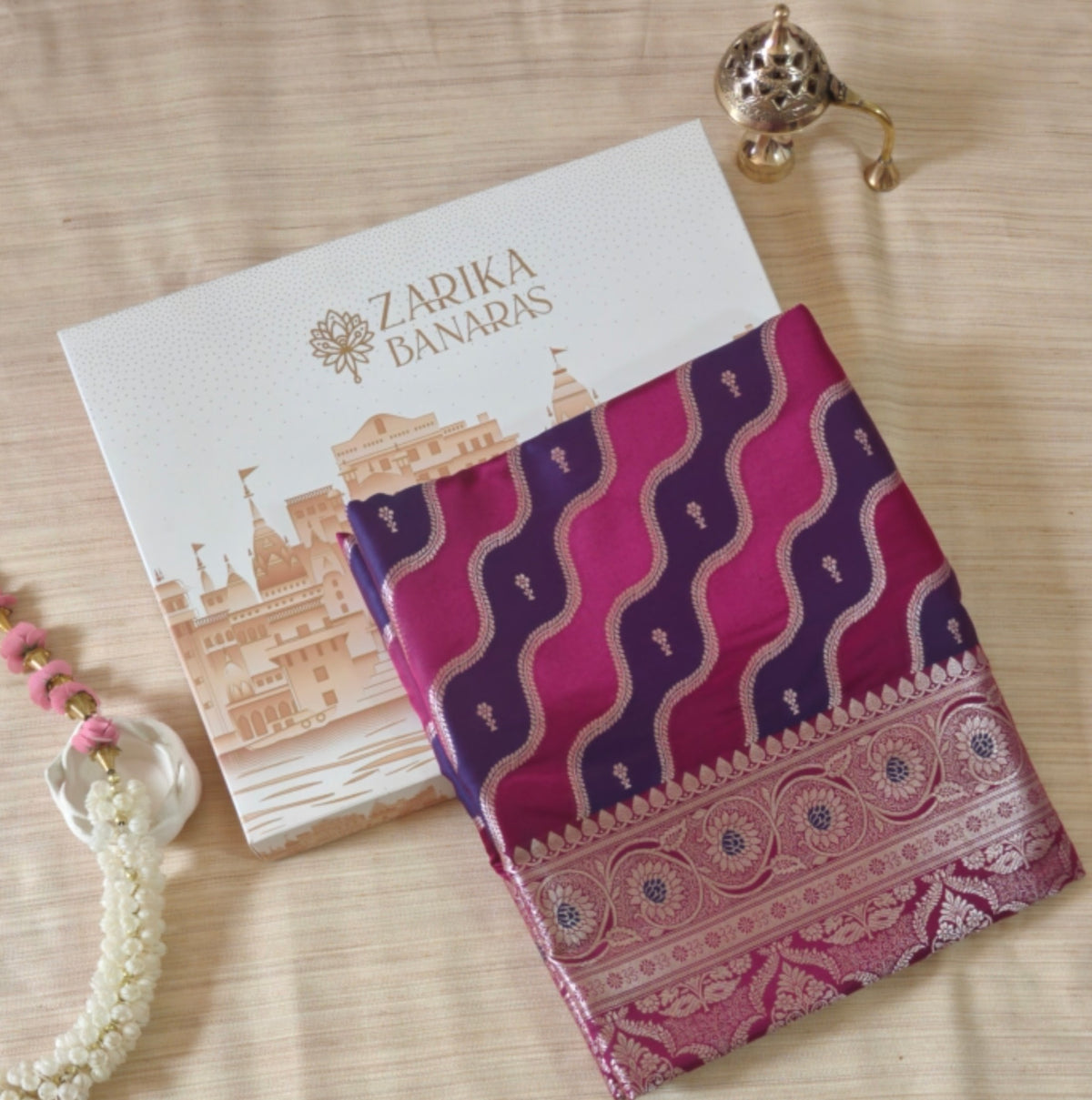 Purple Pink Leheriya Saree
