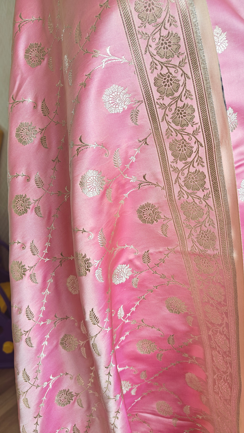 Pastel Pink Katan Suit with Booti