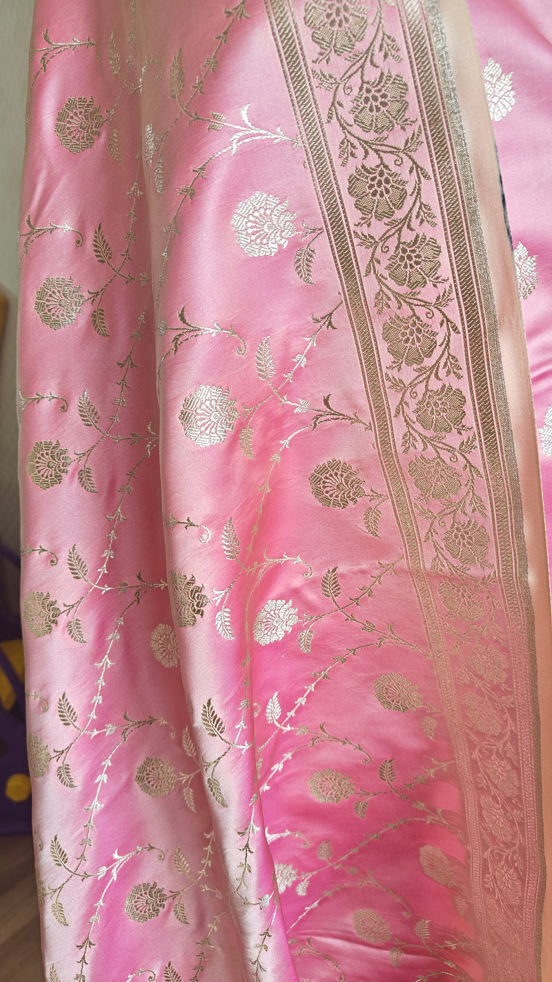 Pastel Pink Katan Suit with Booti