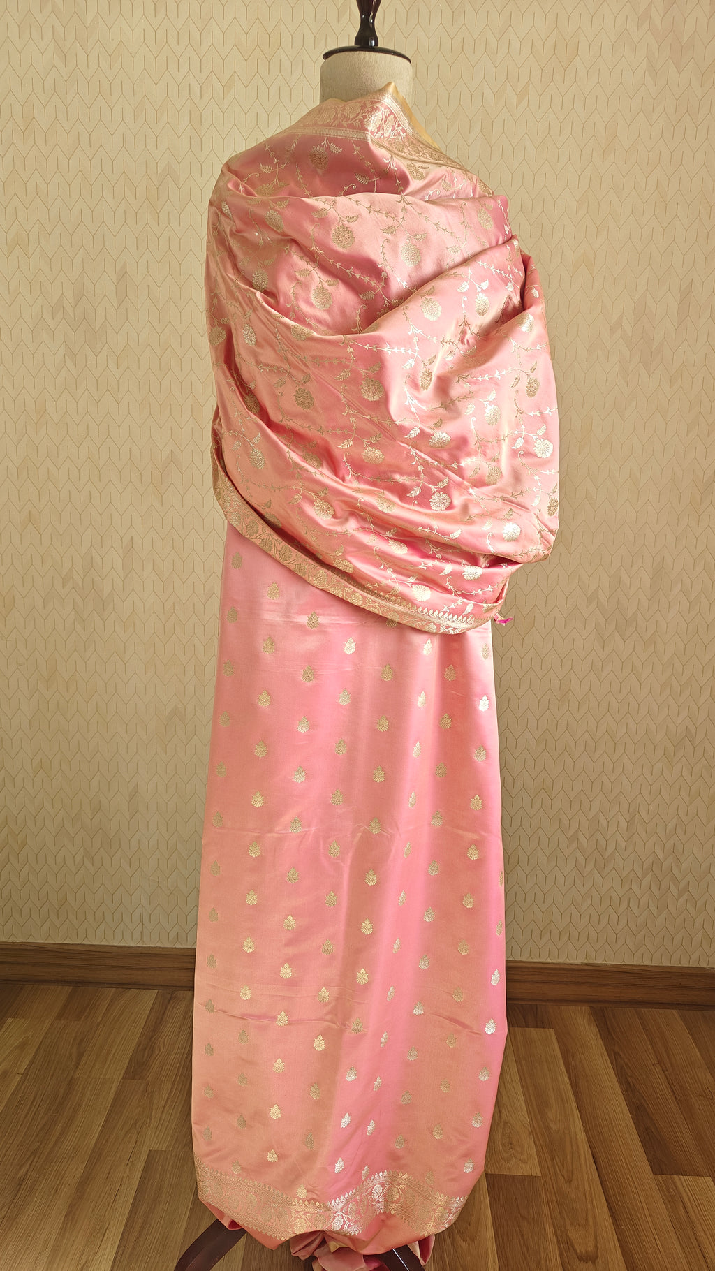 Pastel Pink Katan Suit with Booti