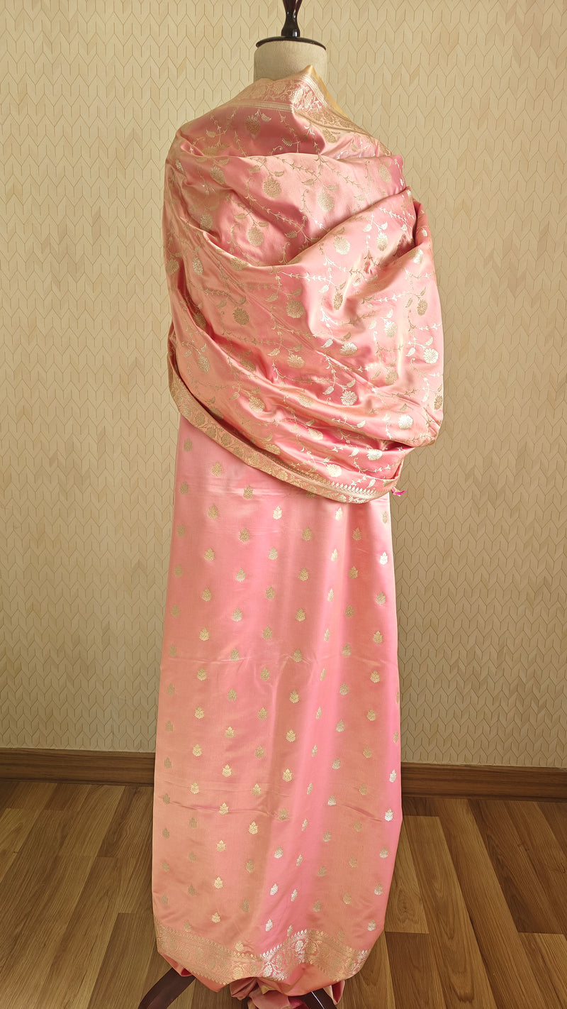 Pastel Pink Katan Suit with Booti