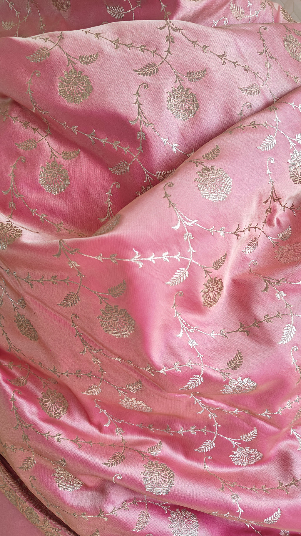 Pastel Pink Katan Suit with Booti