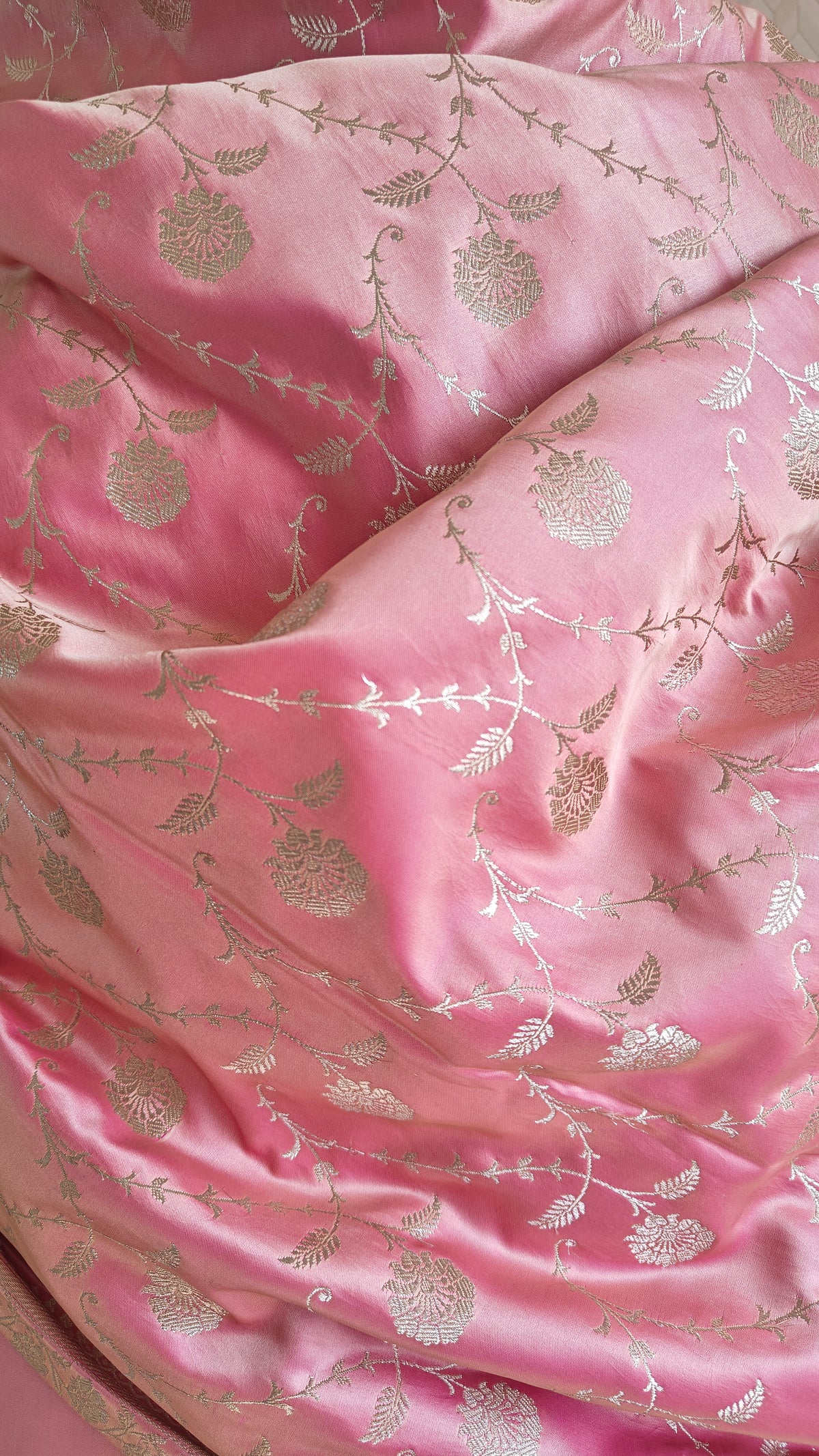 Pastel Pink Katan Suit with Booti