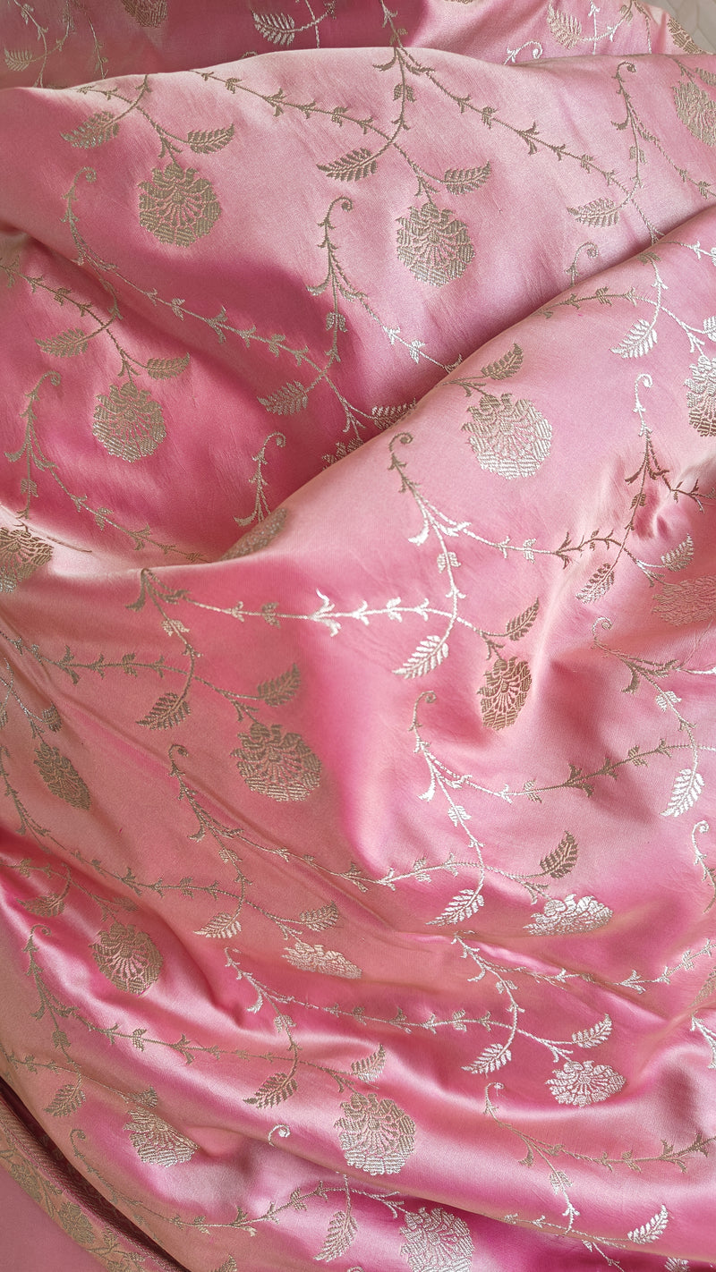 Pastel Pink Katan Suit with Booti