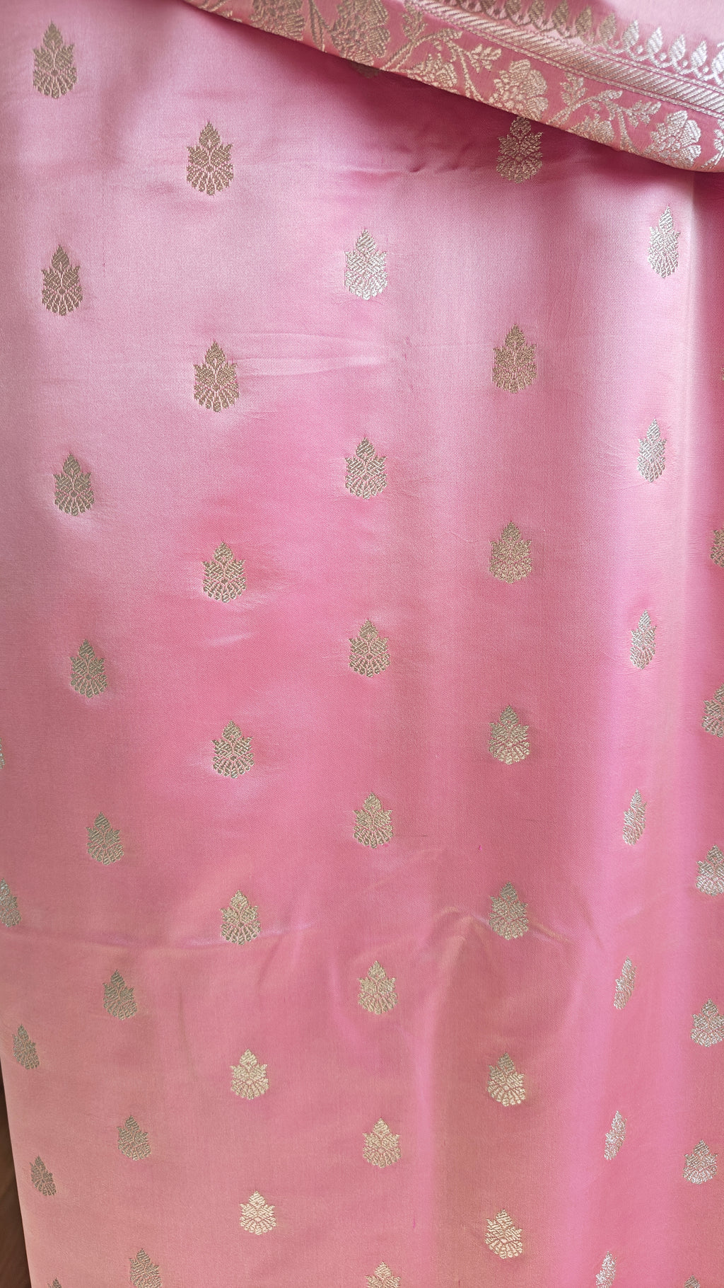 Pastel Pink Katan Suit with Booti