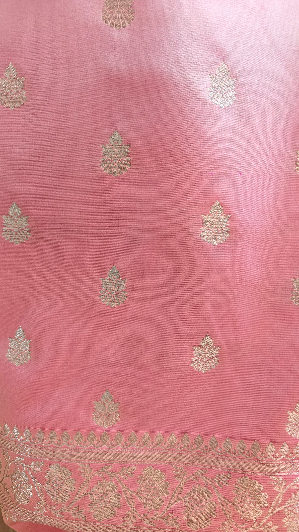 Pastel Pink Katan Suit with Booti