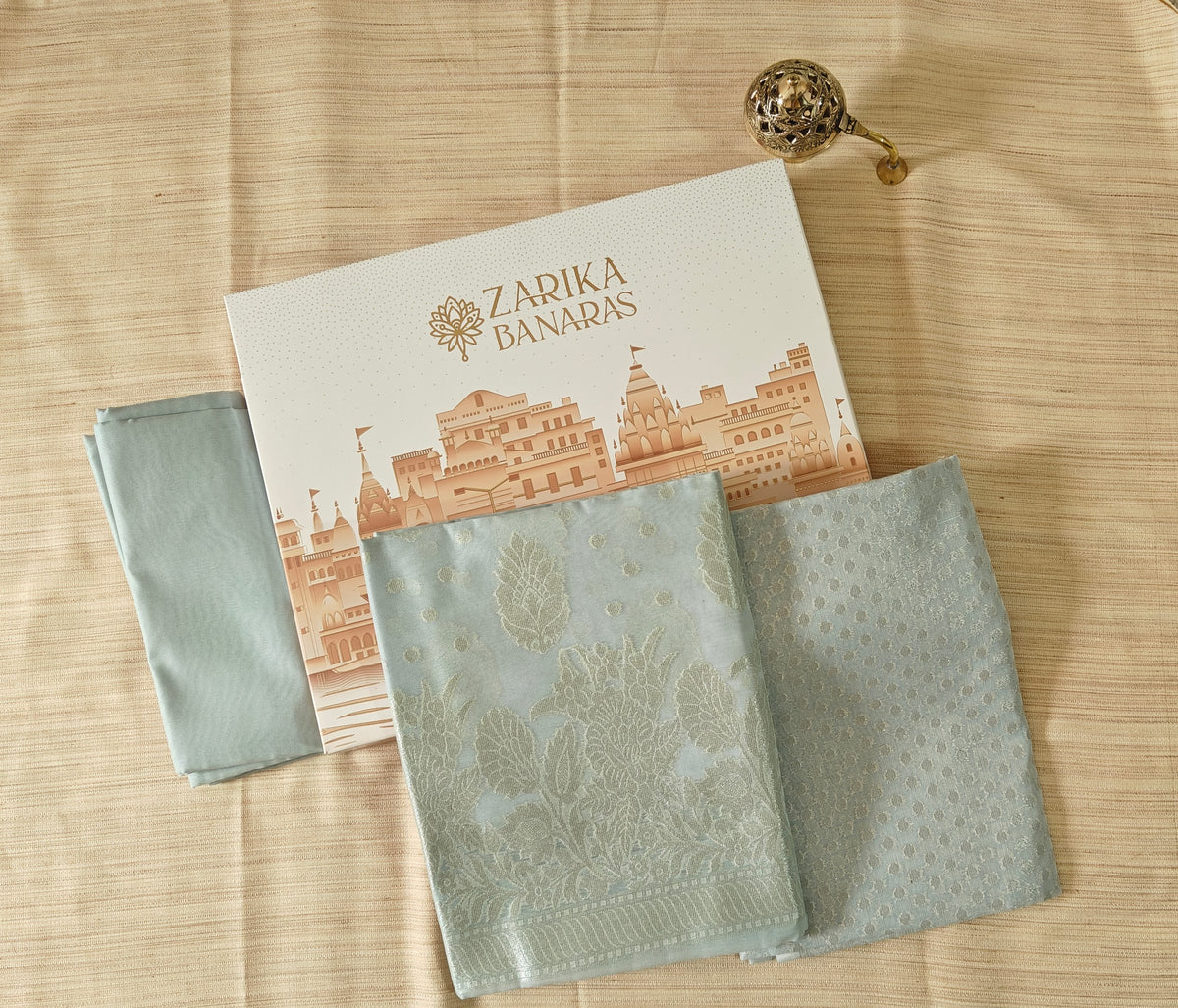 Light Grey Banarasi Linen Suit