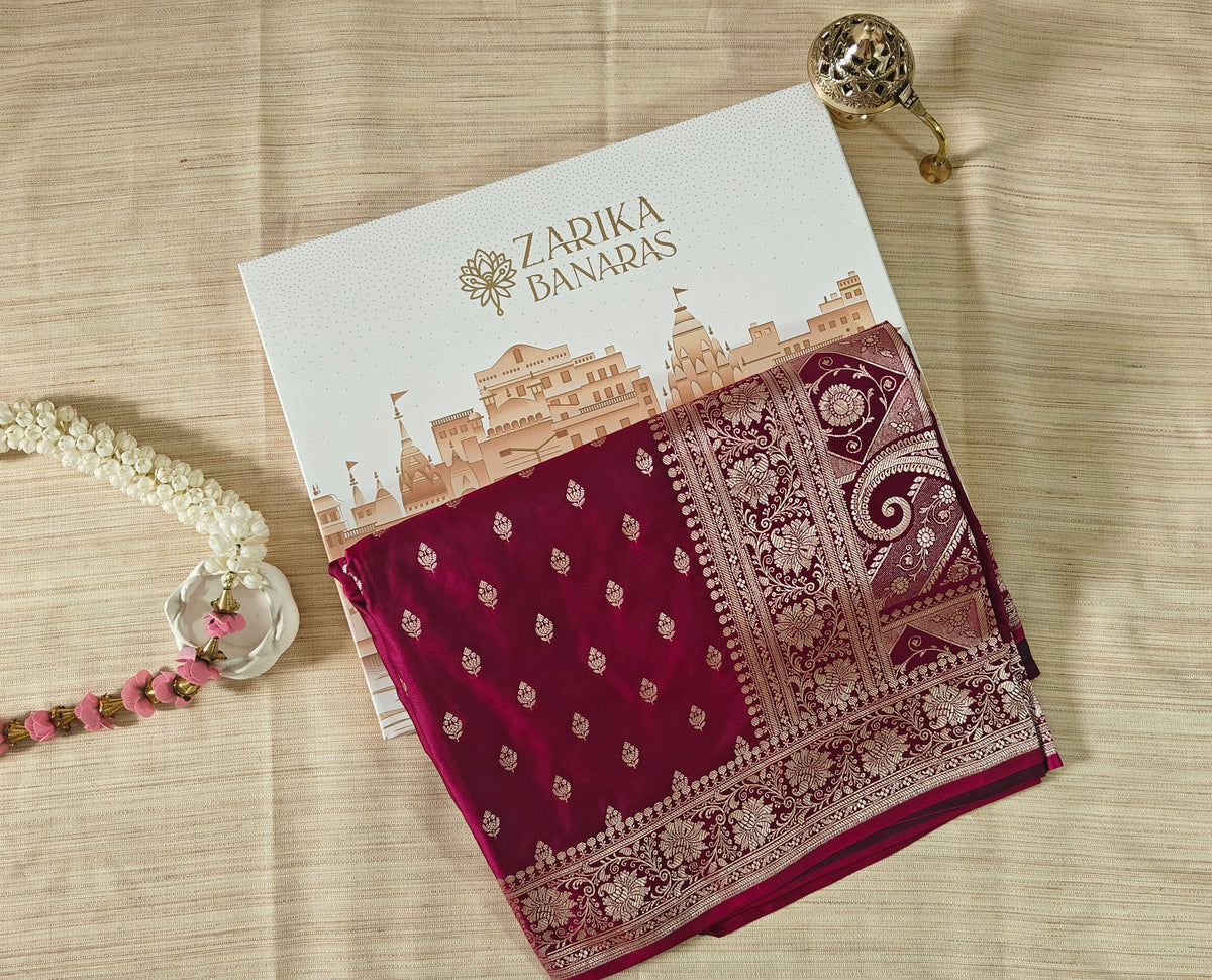 Magenta Pink Booti Silk Saree