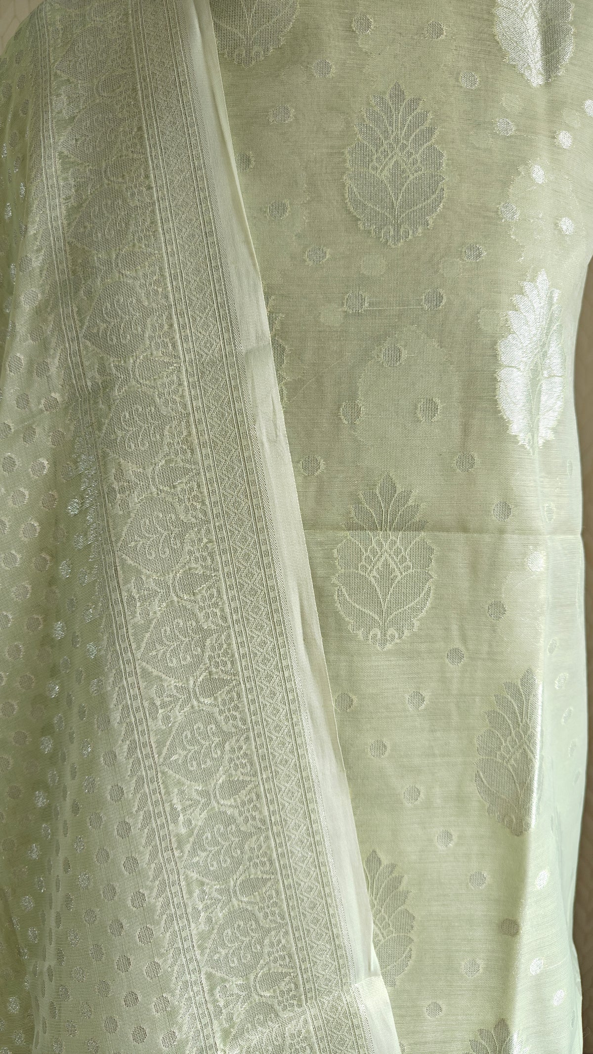 Pista Green Banarasi Linen Suit