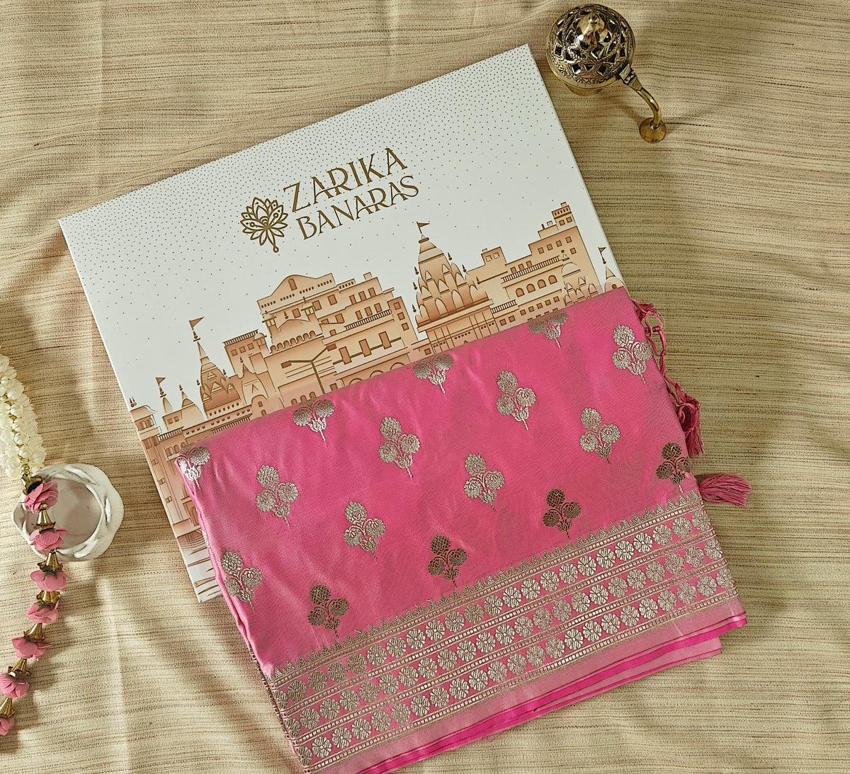 Pastel Pink Silver Zari Saree