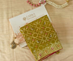 Parrot Green Bandhani Silk Saree