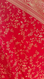 Red Georgette Zari Jaal Saree