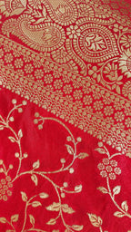 Red Georgette Zari Jaal Saree