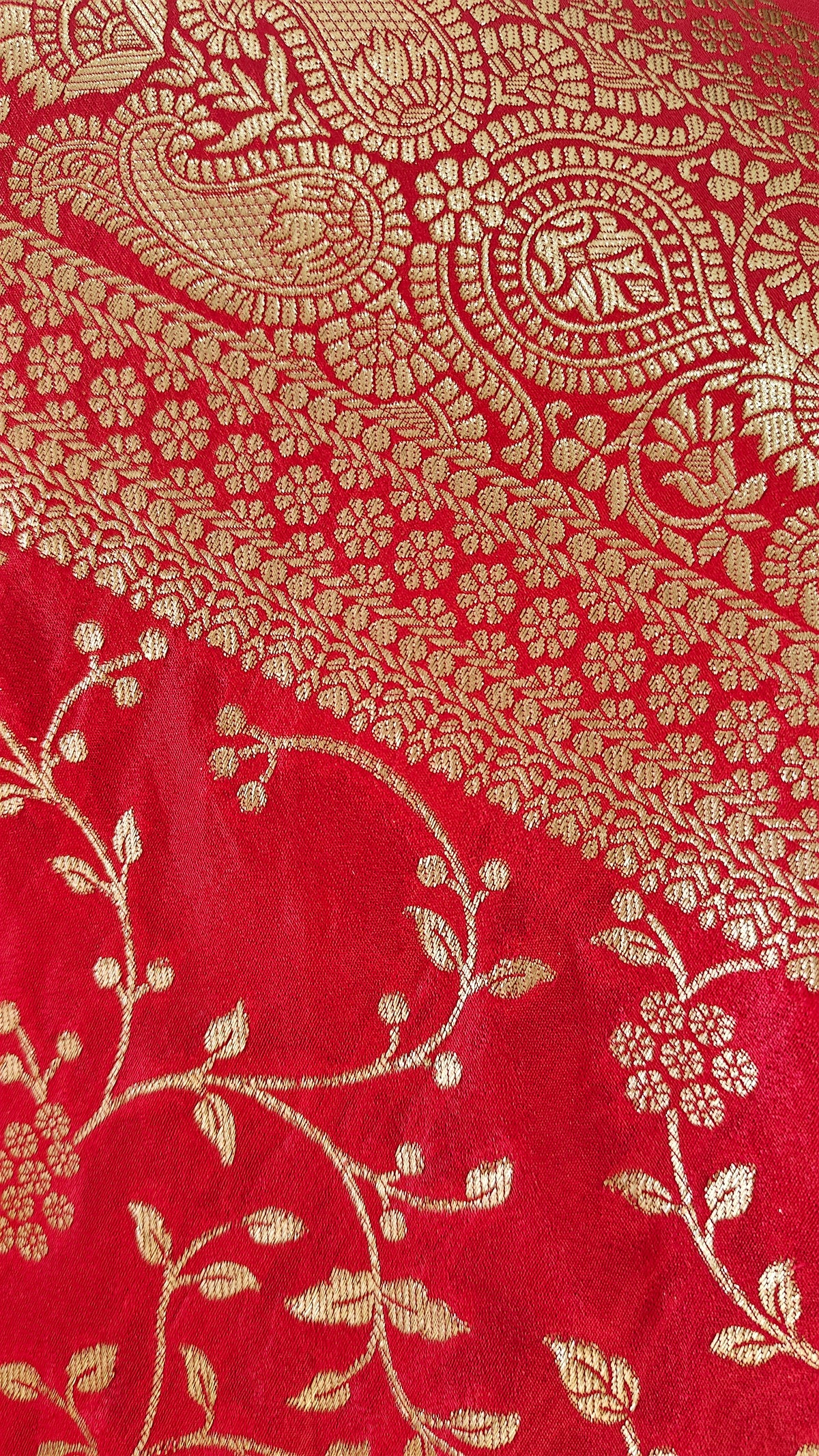 Red Georgette Zari Jaal Saree