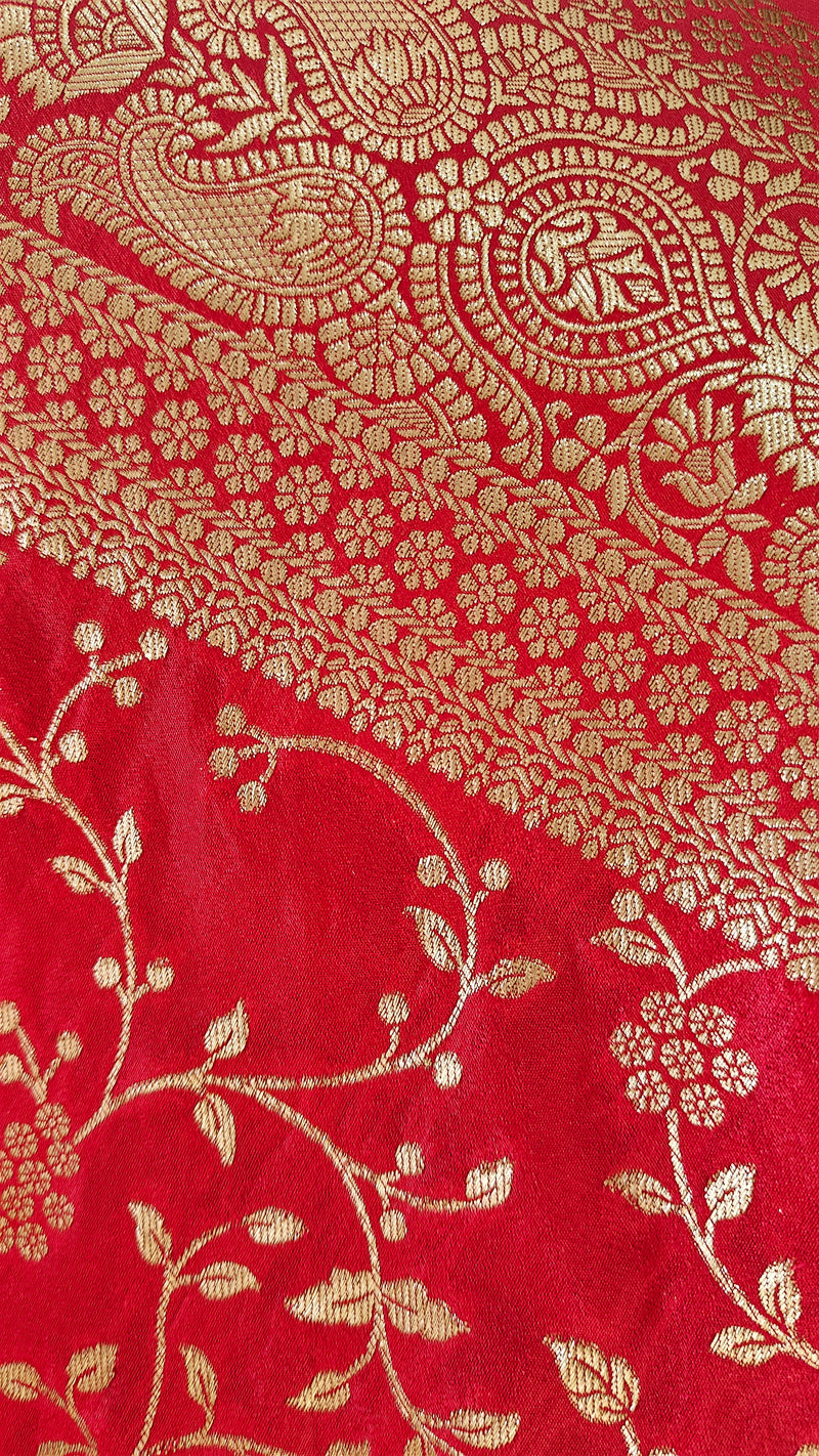 Red Georgette Zari Jaal Saree