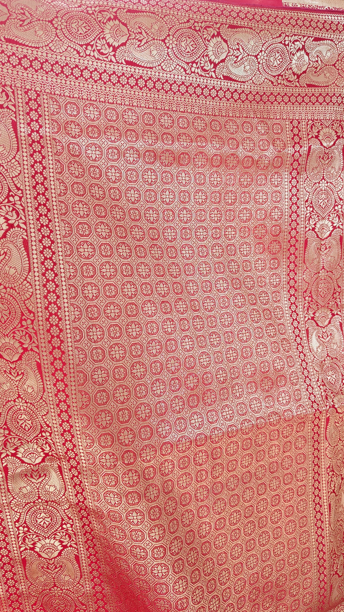 Red Georgette Zari Jaal Saree