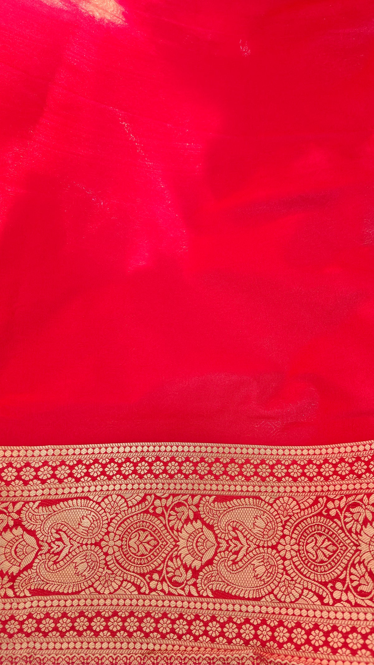 Red Georgette Zari Jaal Saree