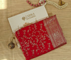 Red Georgette Zari Jaal Saree