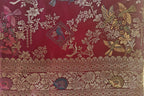 Wine Banarasi Silk Birds Jaal