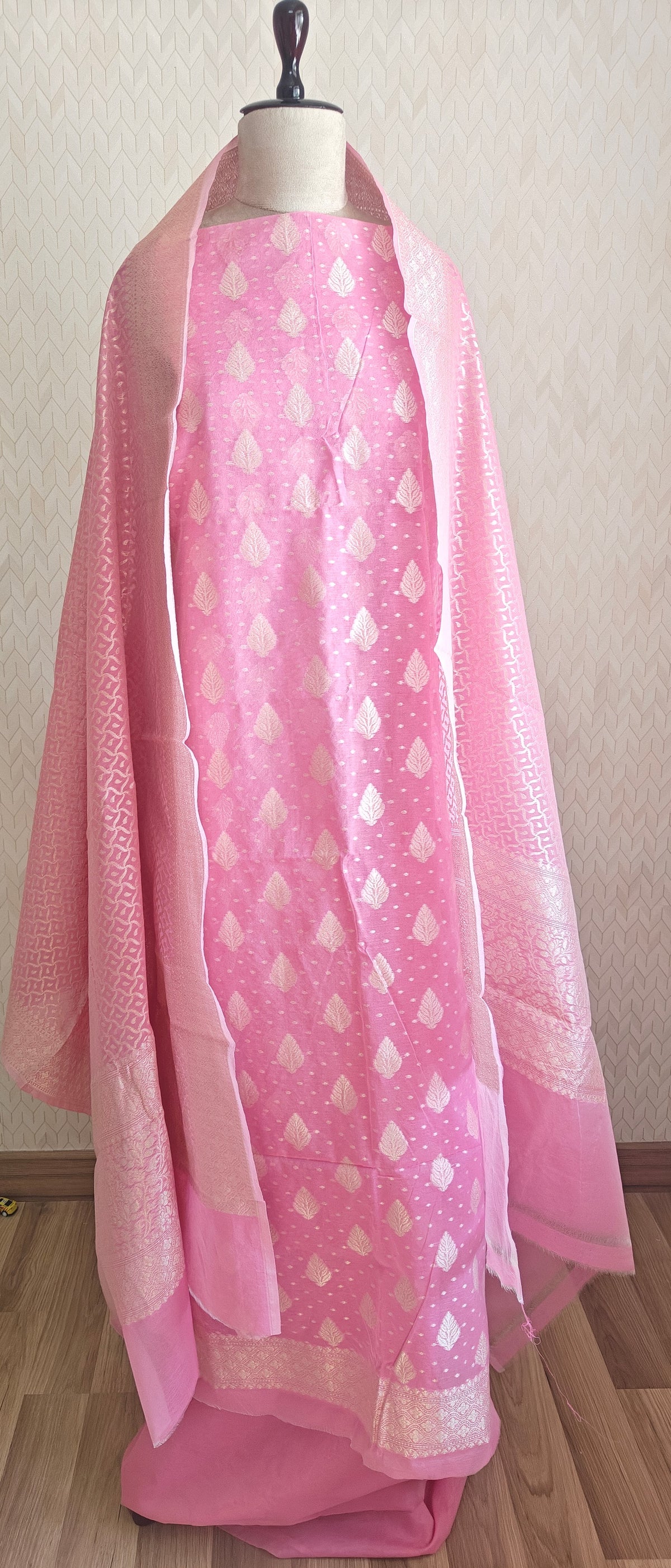 Light Pink Banarasi Linen Suit