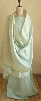 Light Aqua Banarasi Linen Suit