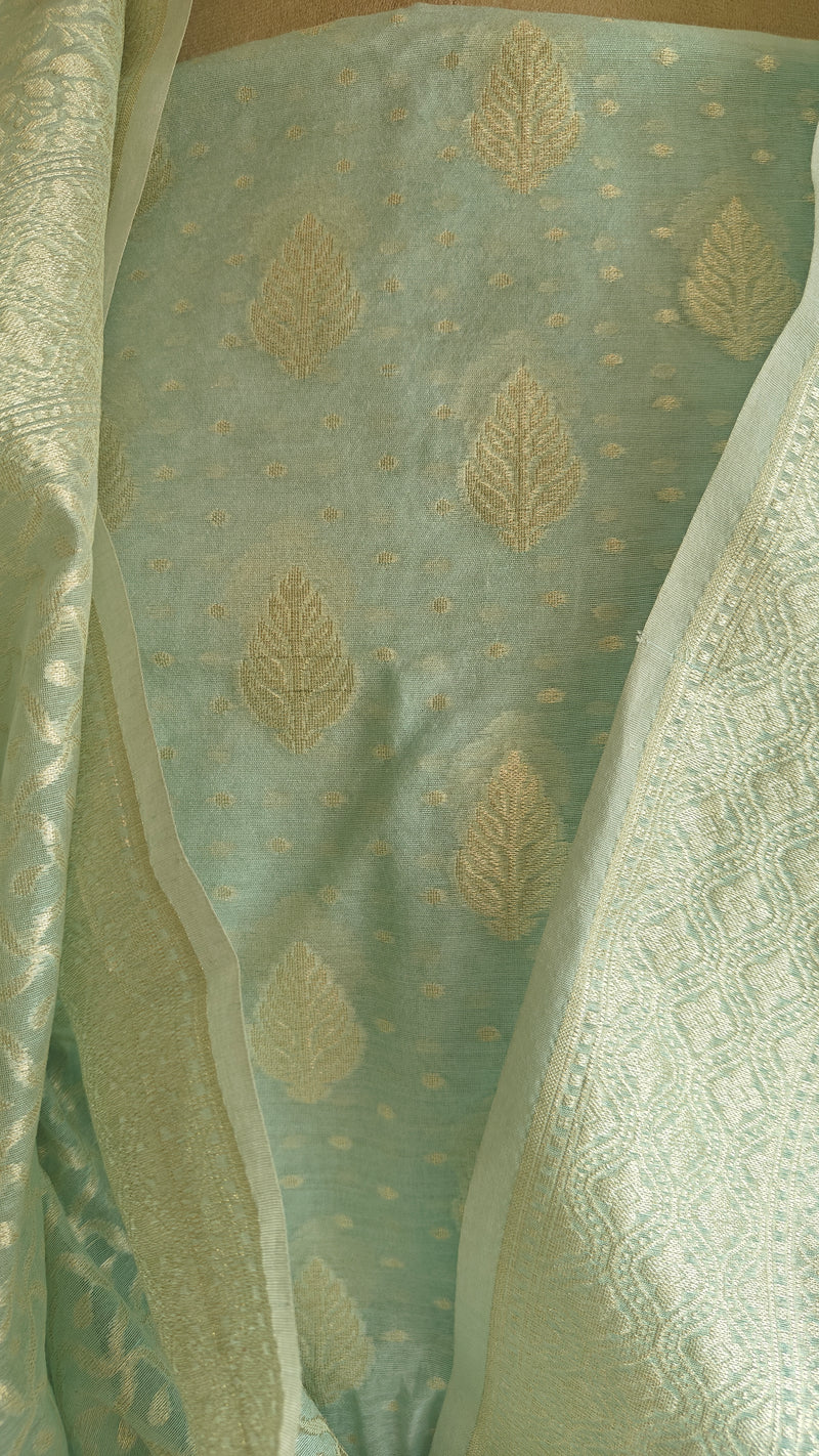 Light Aqua Banarasi Linen Suit