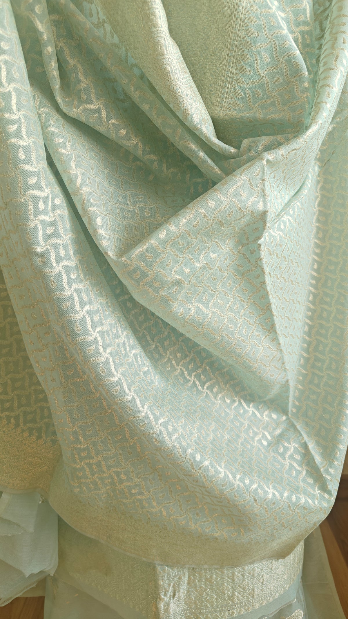 Light Aqua Banarasi Linen Suit