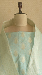 Light Aqua Banarasi Linen Suit