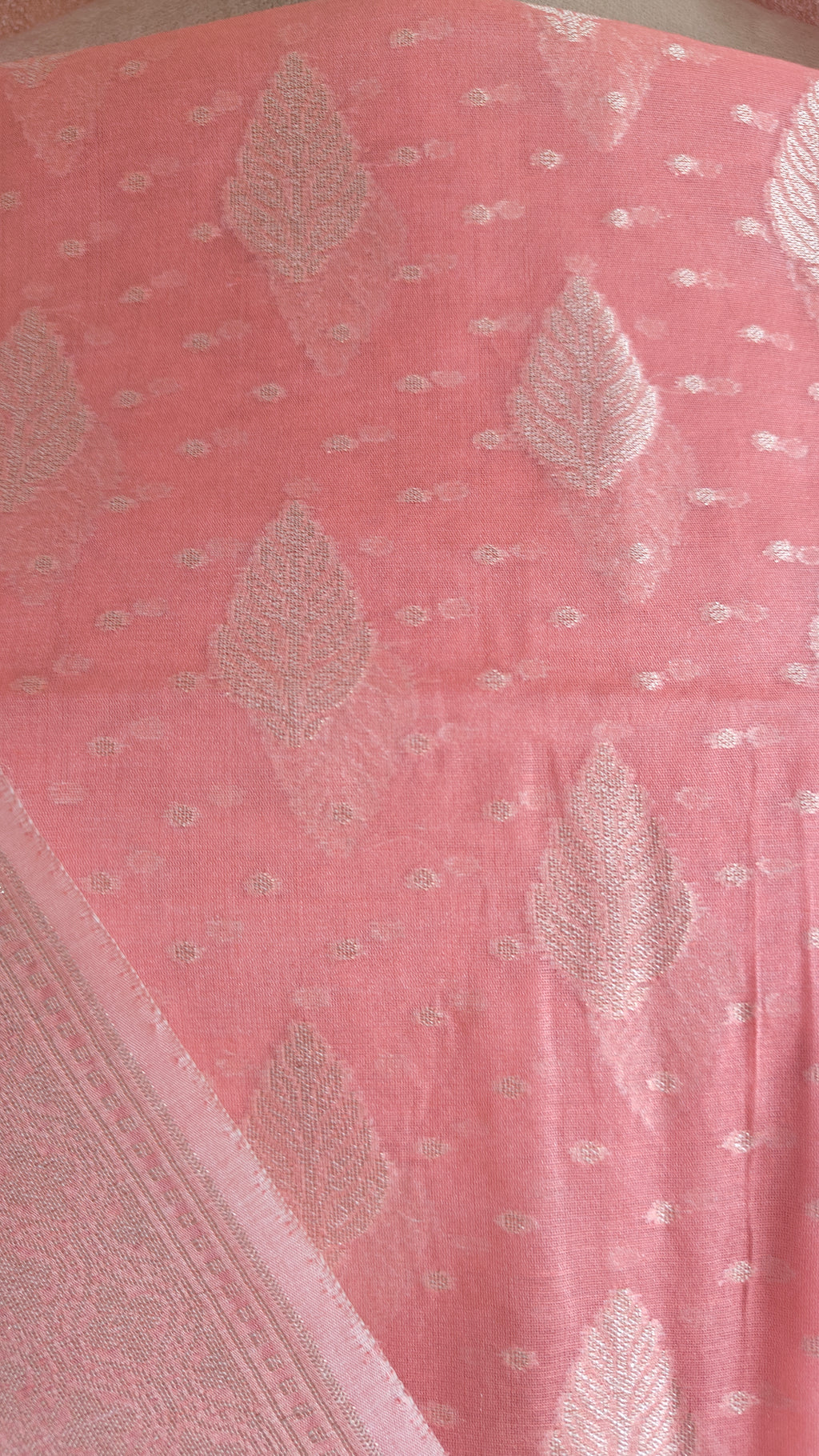 Coral Pink Banarasi Linen Suit
