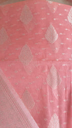 Coral Pink Banarasi Linen Suit
