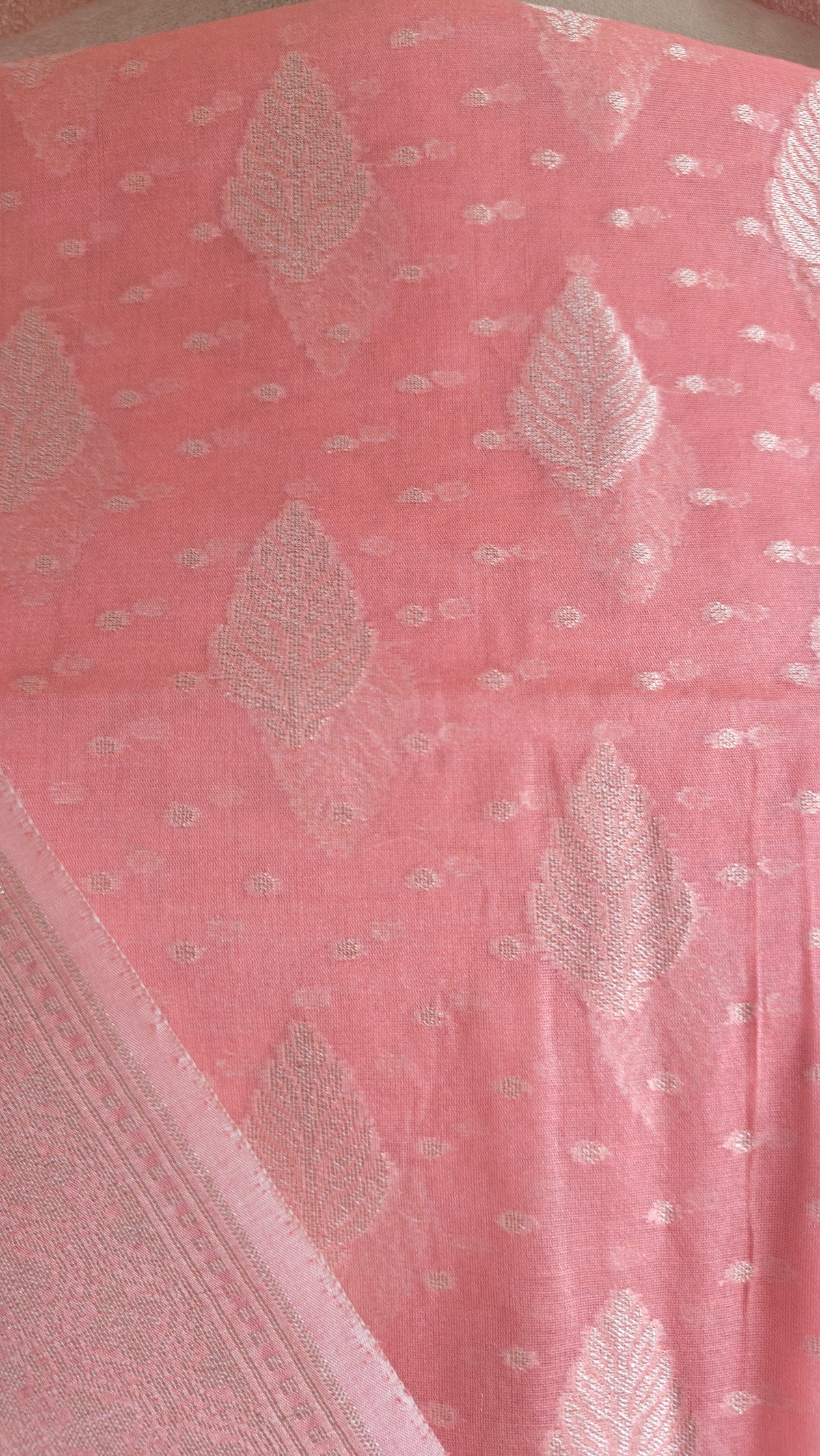 Coral Pink Banarasi Linen Suit