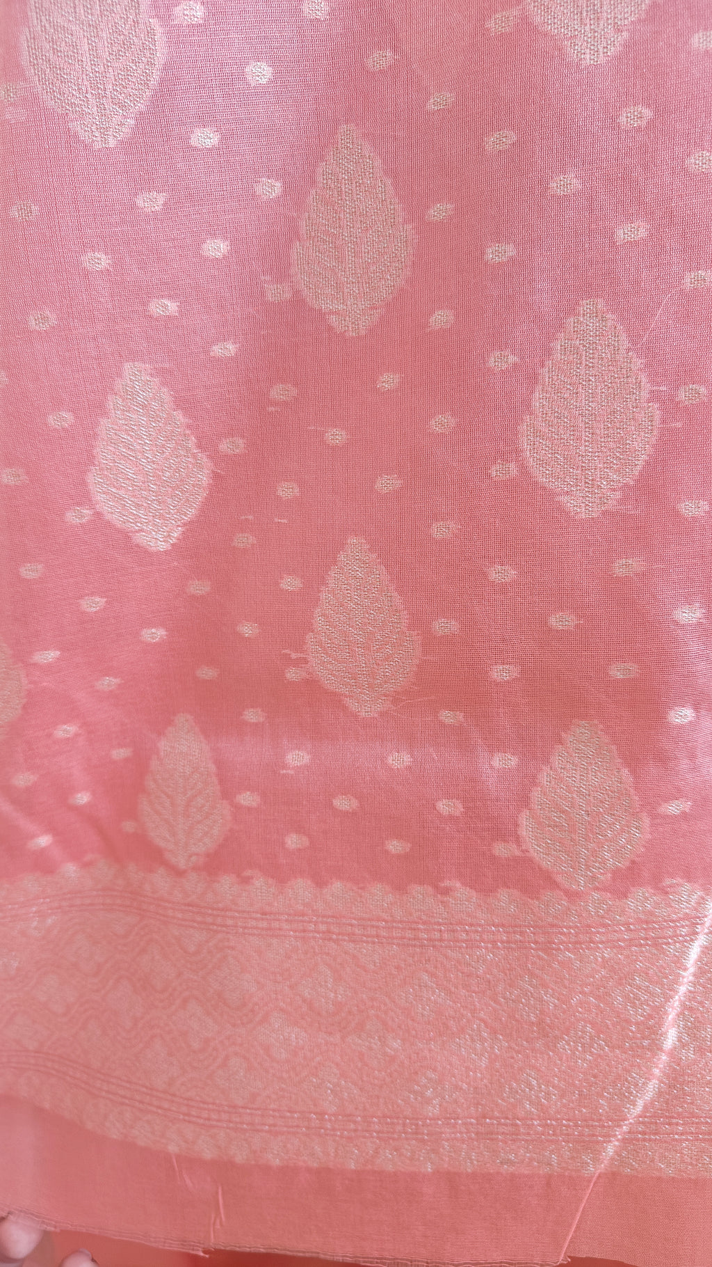 Coral Pink Banarasi Linen Suit